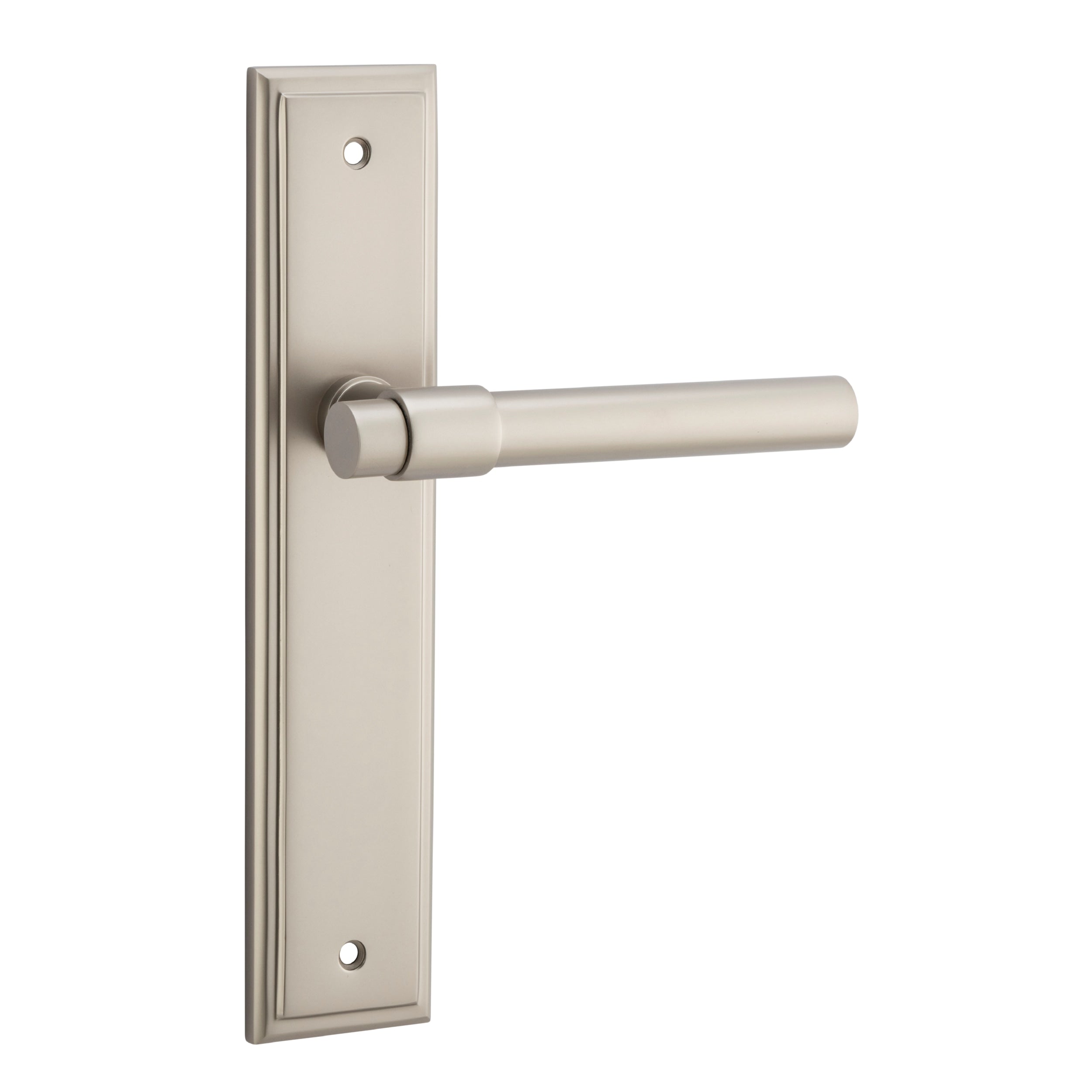 Iver Door Handle Helsinki Stepped Latch Pair Satin Nickel