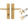 Iver Door Handle Helsinki Stepped Privacy Pair Brushed Brass Inbuilt Privacy Kit