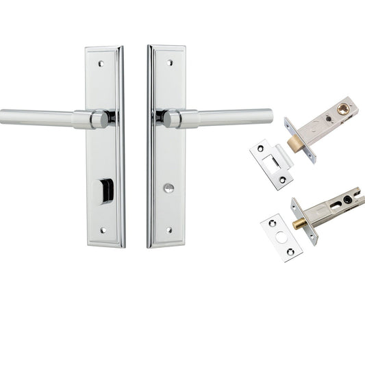 Iver Door Handle Helsinki Stepped Privacy Pair Polished Chrome Inbuilt Privacy Kit