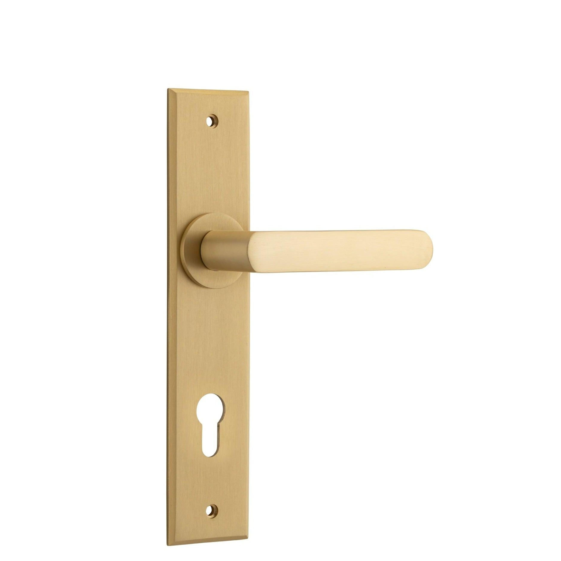 Iver Door Handle Osaka Chamfered Euro Pair Brushed Brass