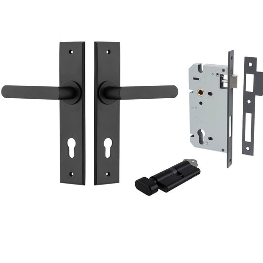 Iver Door Handle Osaka Chamfered Key/Thumb Matt Black Entrance Kit