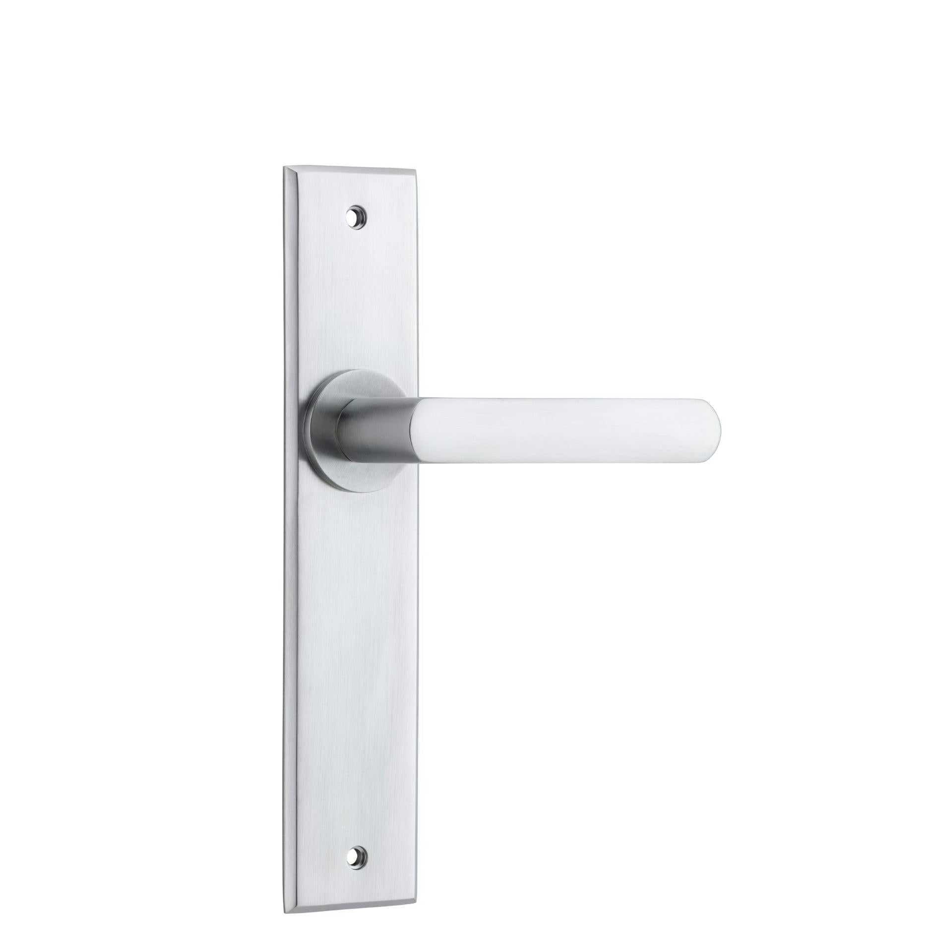 Iver Door Handle Osaka Chamfered Latch Pair Brushed Chrome