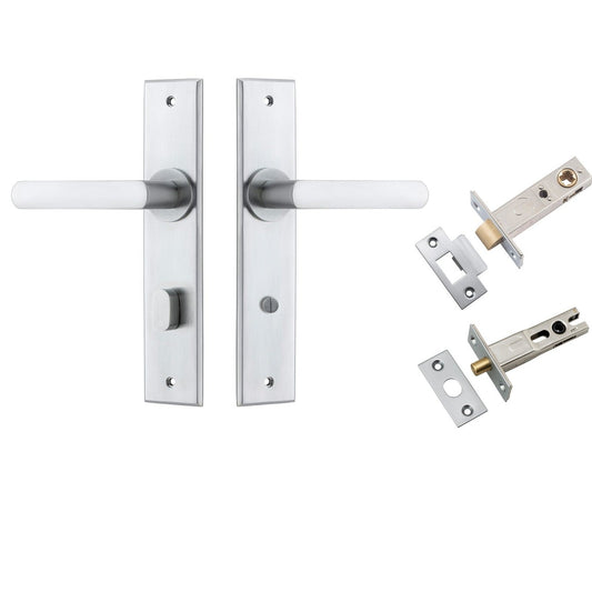 Iver Door Handle Osaka Chamfered Privacy Brushed Chrome Privacy Kit