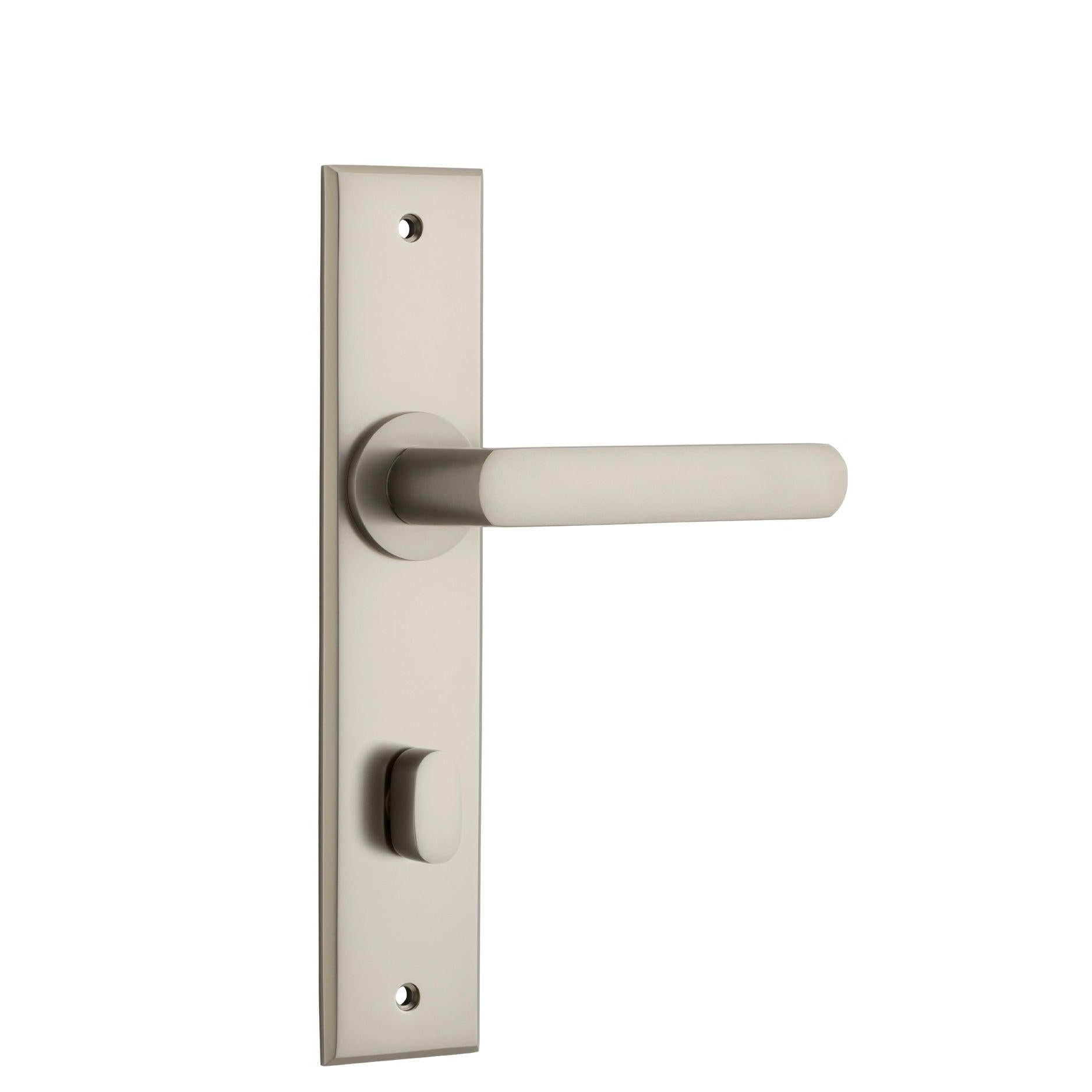 Iver Door Handle Osaka Chamfered Privacy Pair Satin Nickel