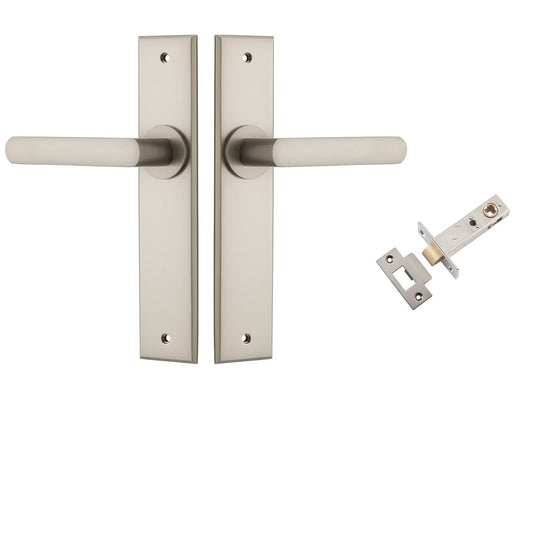 Iver Door Handle Osaka Chamfered Satin Nickel Passage Kit