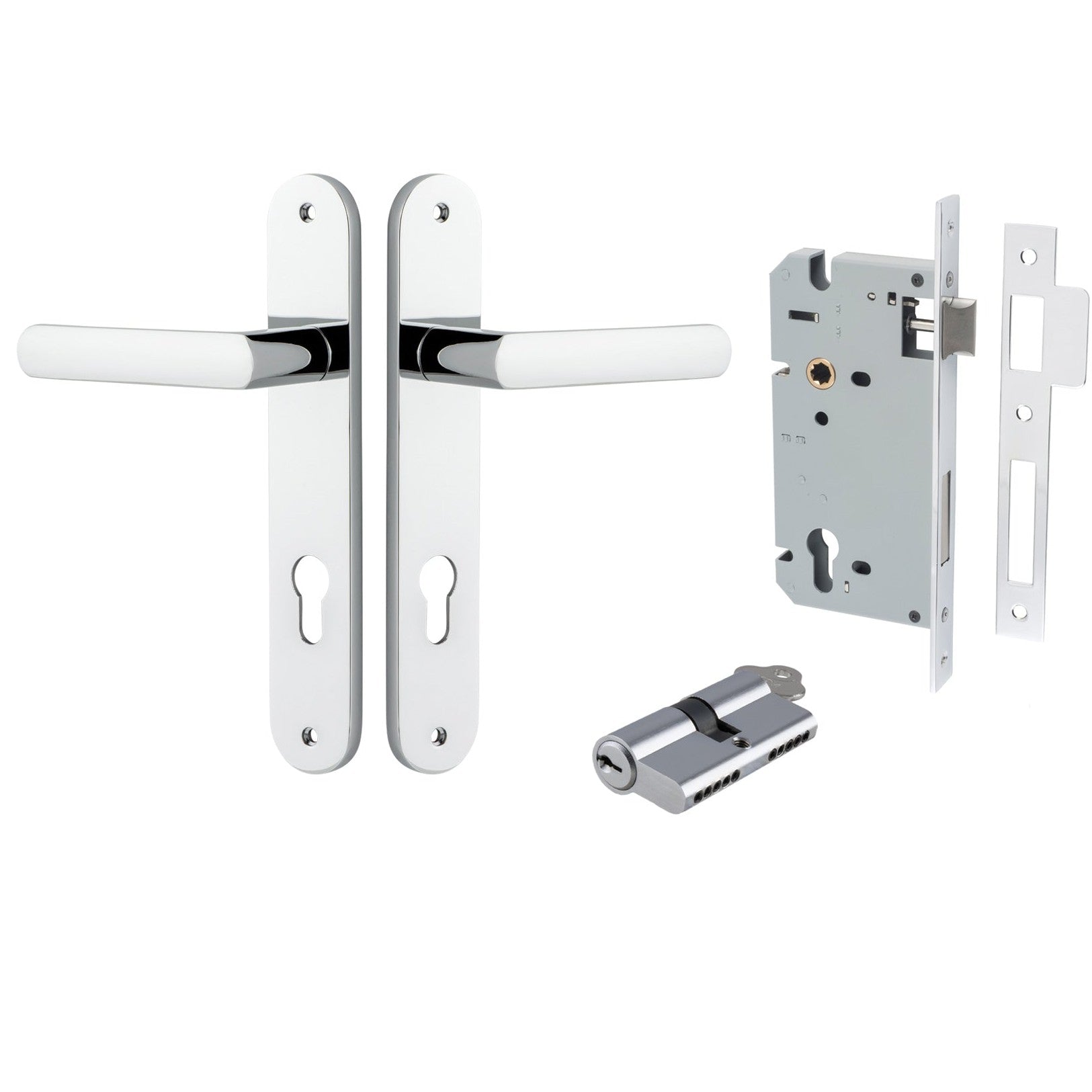 Iver Door Handle Osaka Oval Euro Pair Key/Key Polished Chrome Entrance Kit