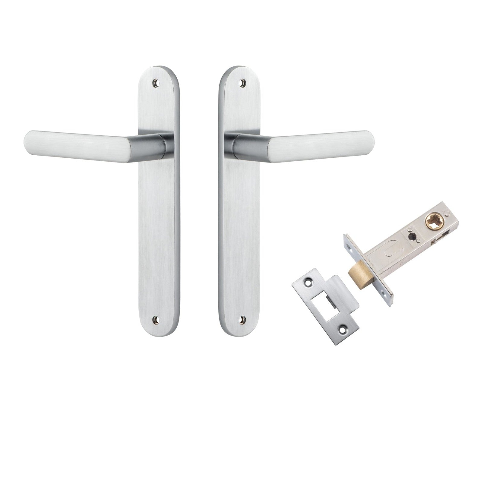 Iver Door Handle Osaka Oval Latch Pair Brushed Chrome Passage Kit