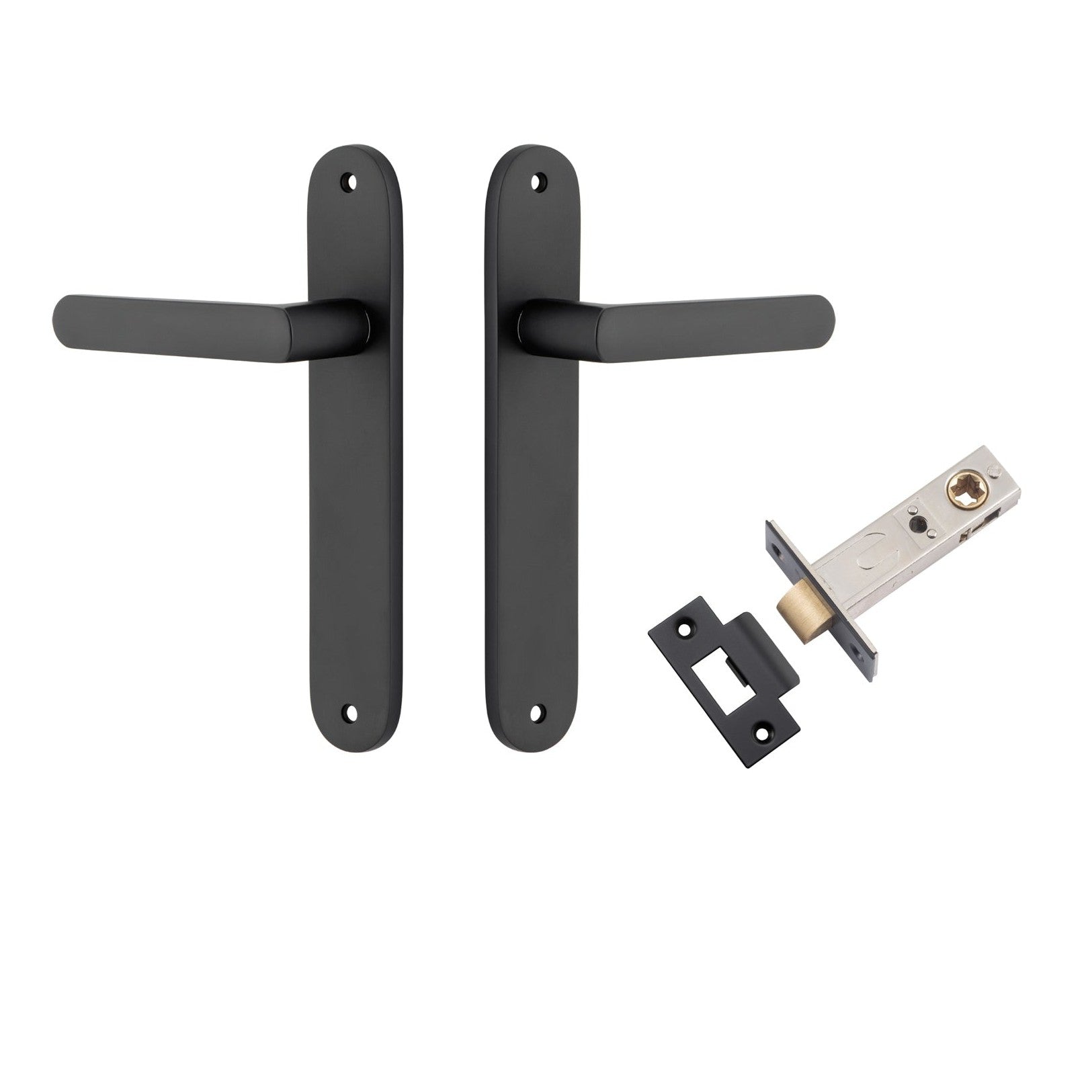 Iver Door Handle Osaka Oval Latch Pair Matt Black Passage Kit