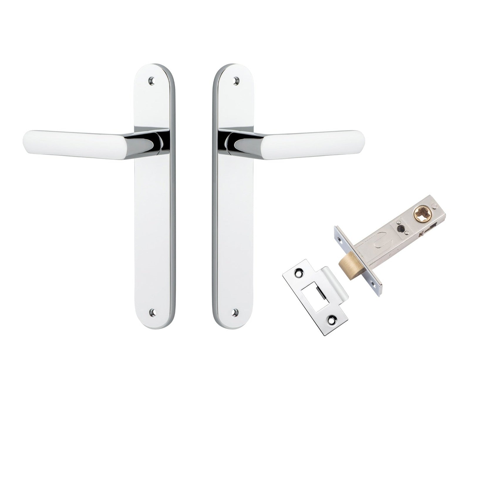 Iver Door Handle Osaka Oval Latch Pair Polished Chrome Passage Kit