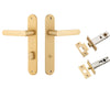 Iver Door Handle Osaka Oval Privacy Pair Brushed Brass Inbuilt Privacy Kit