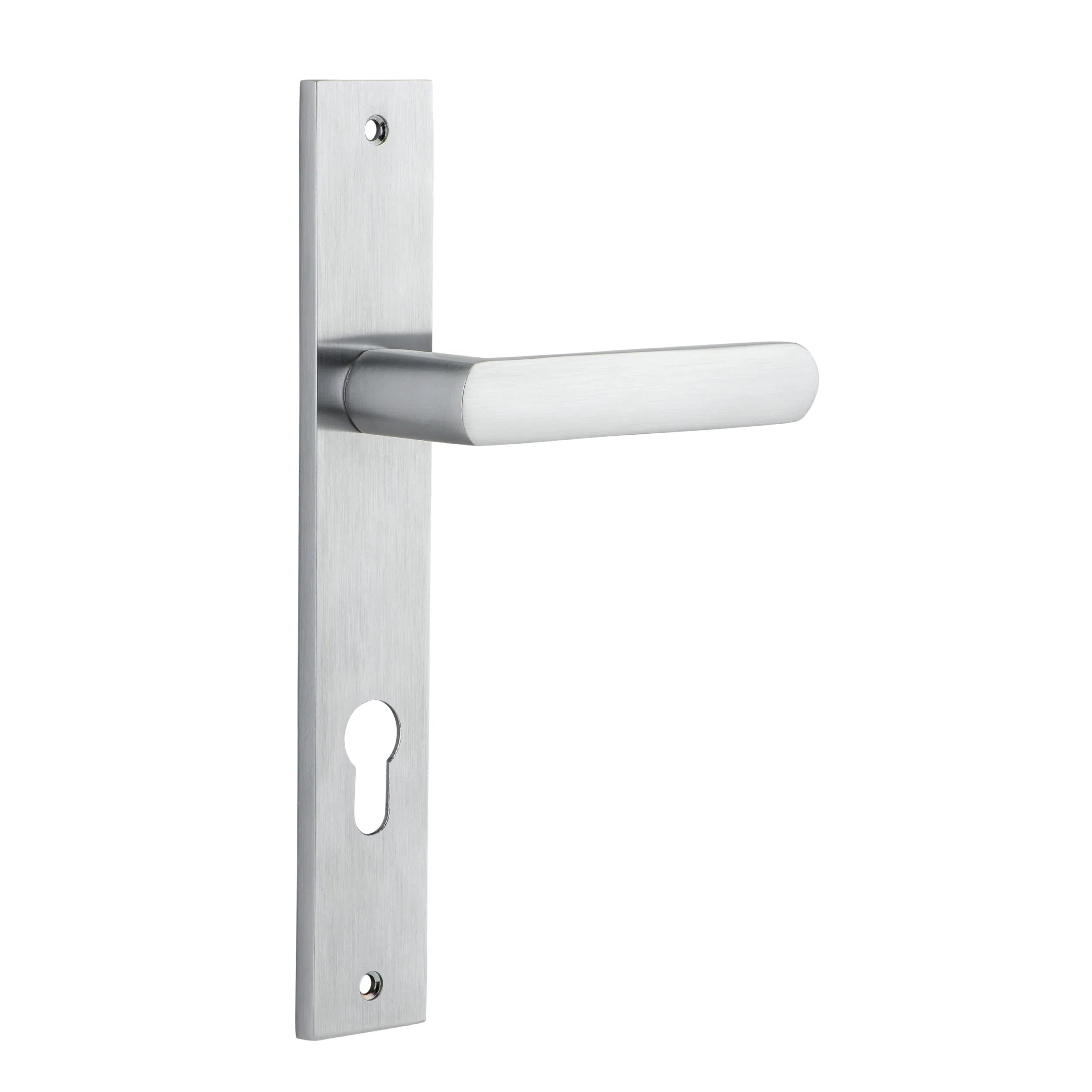 Iver Door Handle Osaka Rectangular Euro Pair Brushed Chrome