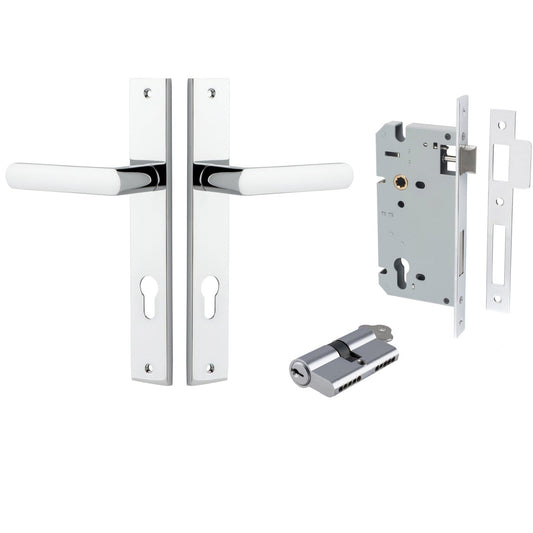 Iver Door Handle Osaka Rectangular Euro Pair Key/Key Polished Chrome Entrance Kit