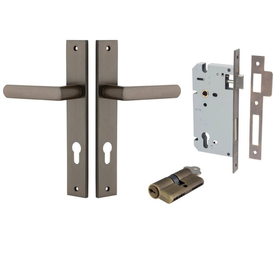 Iver Door Handle Osaka Rectangular Euro Pair Key/Key Signature Brass Entrance Kit