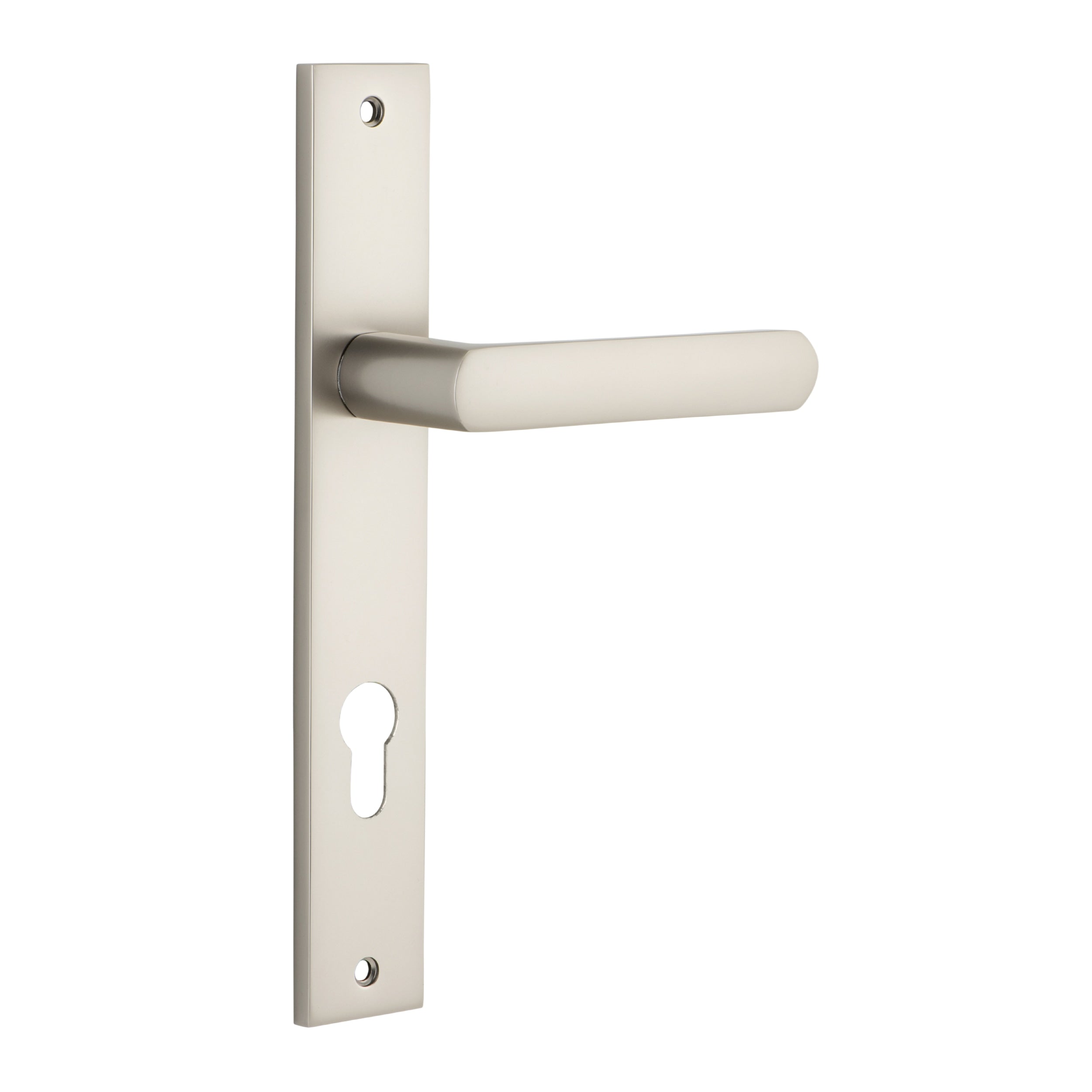 Iver Door Handle Osaka Rectangular Euro Pair Satin Nickel