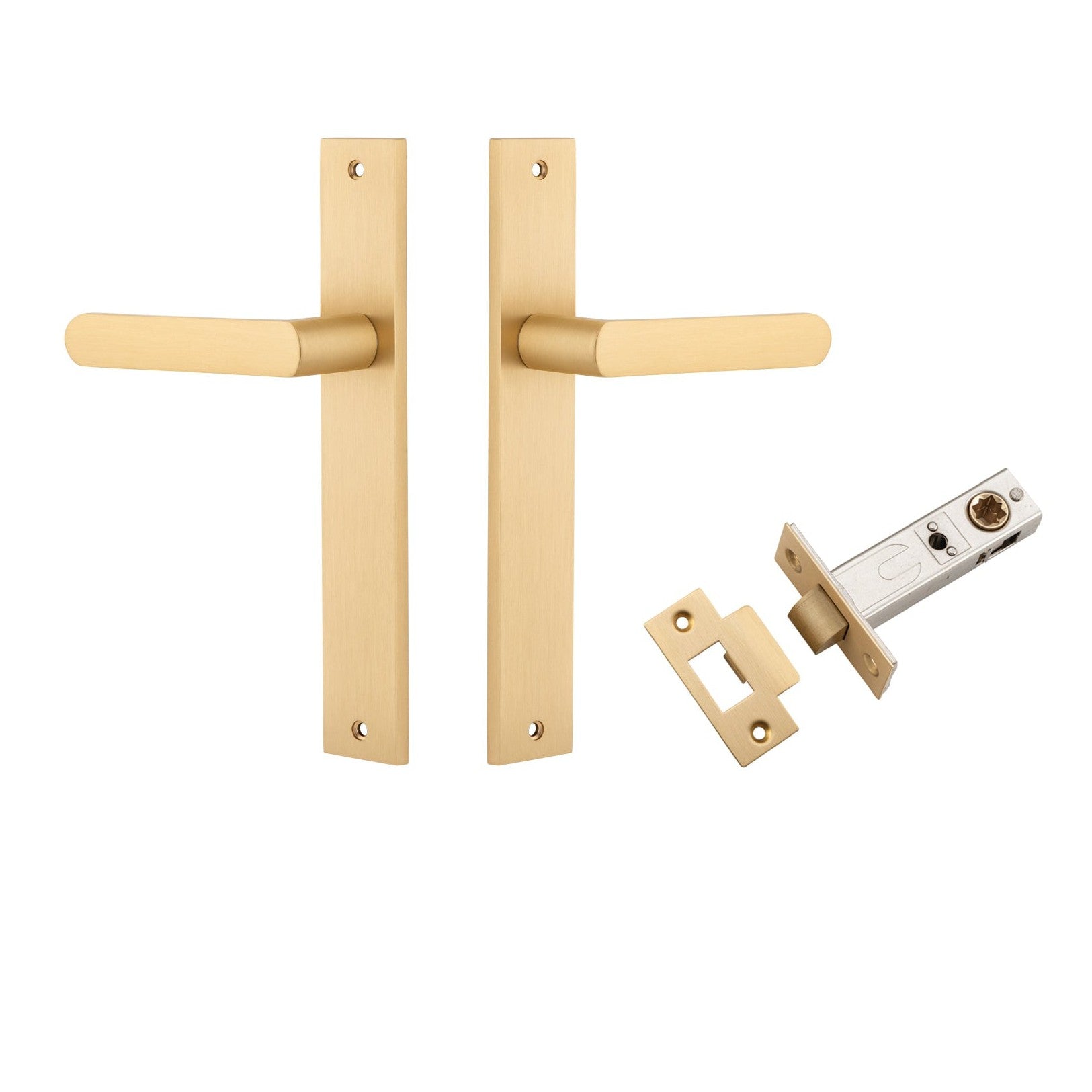 Iver Door Handle Osaka Rectangular Latch Pair Brushed Brass Passage Kit