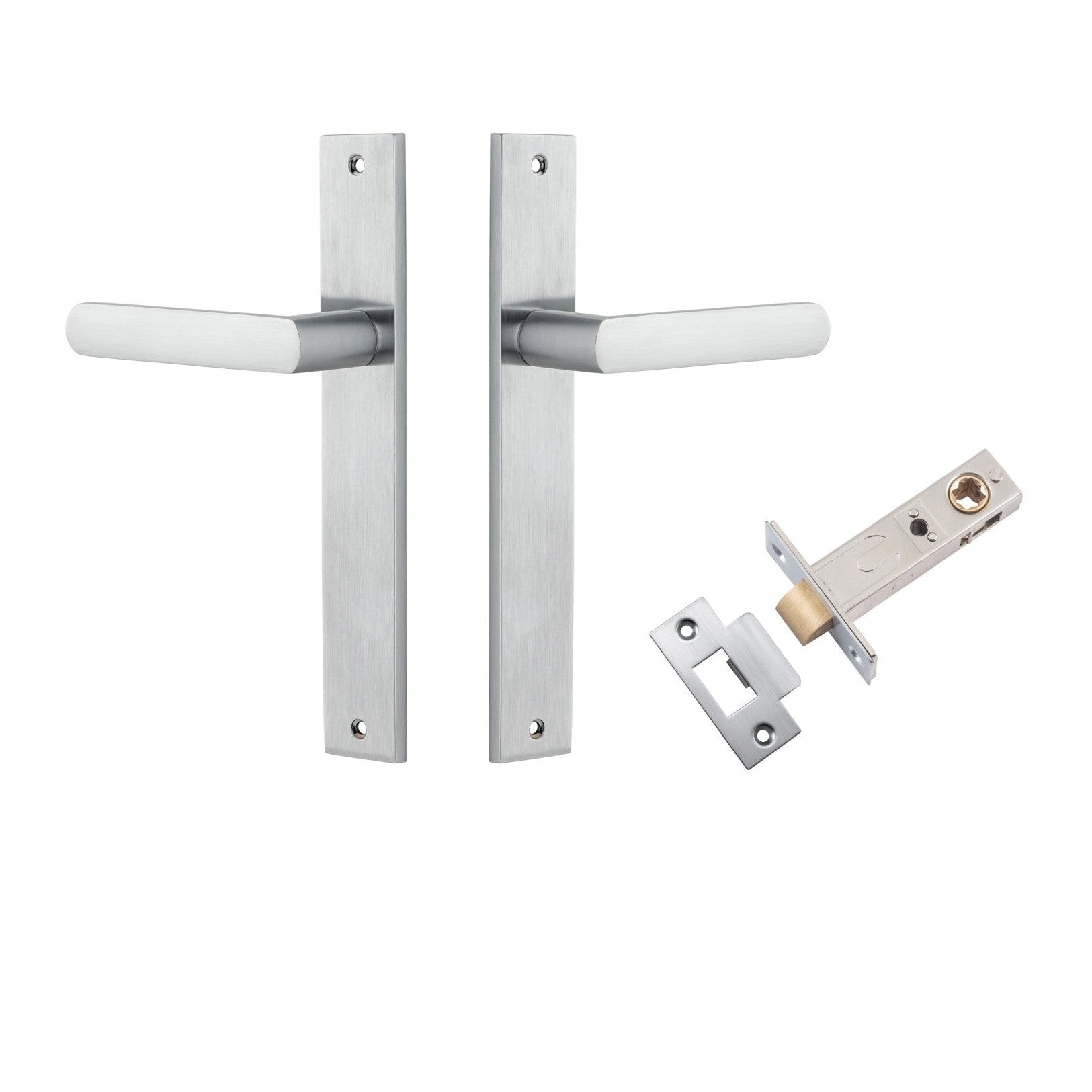 Iver Door Handle Osaka Rectangular Latch Pair Brushed Chrome Passage Kit