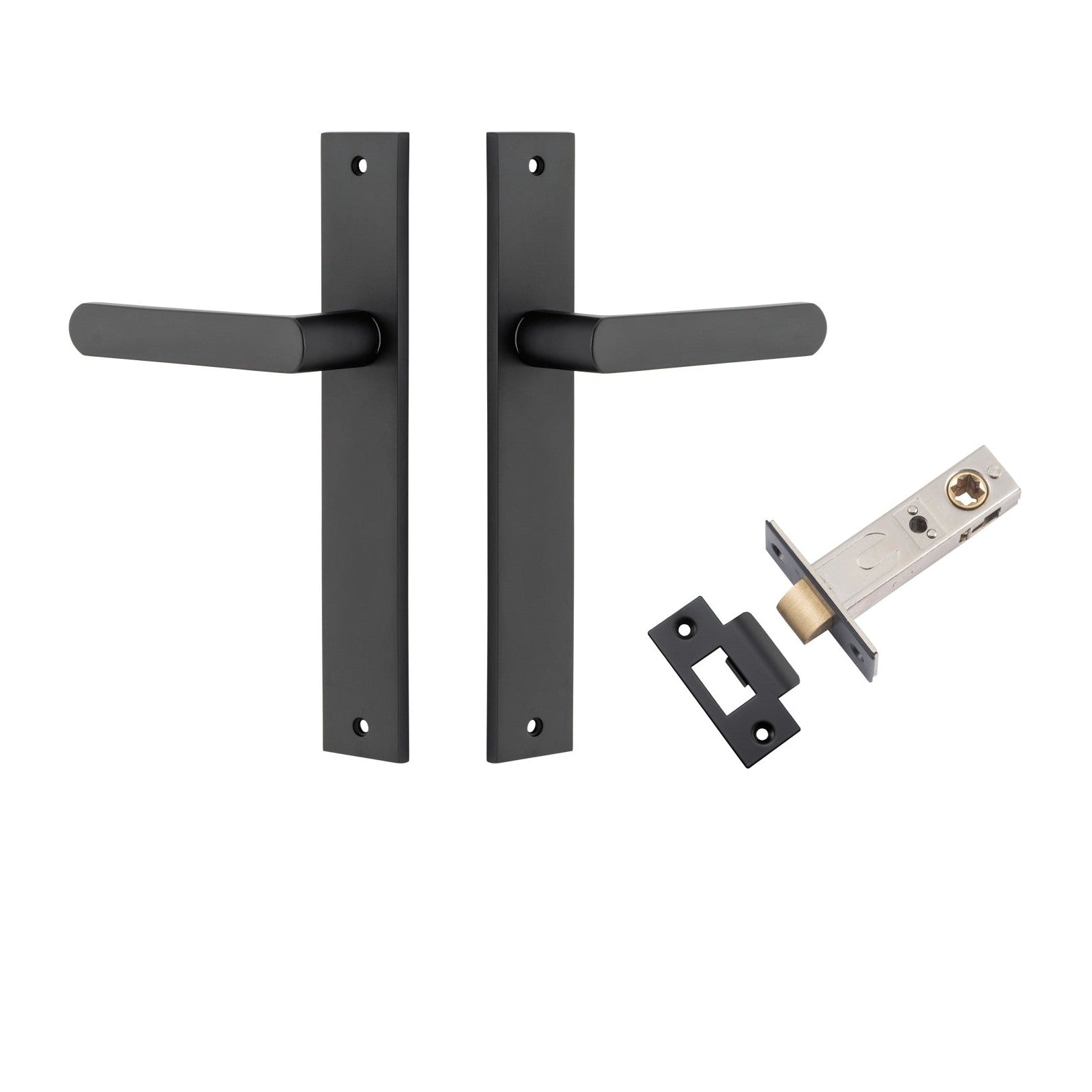 Iver Door Handle Osaka Rectangular Latch Pair Matt Black Passage Kit