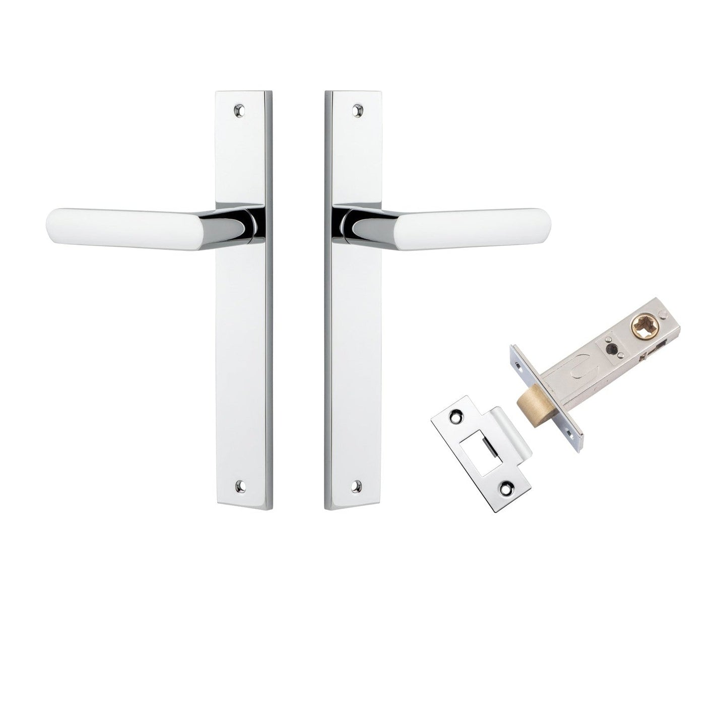 Iver Door Handle Osaka Rectangular Latch Pair Polished Chrome Passage Kit