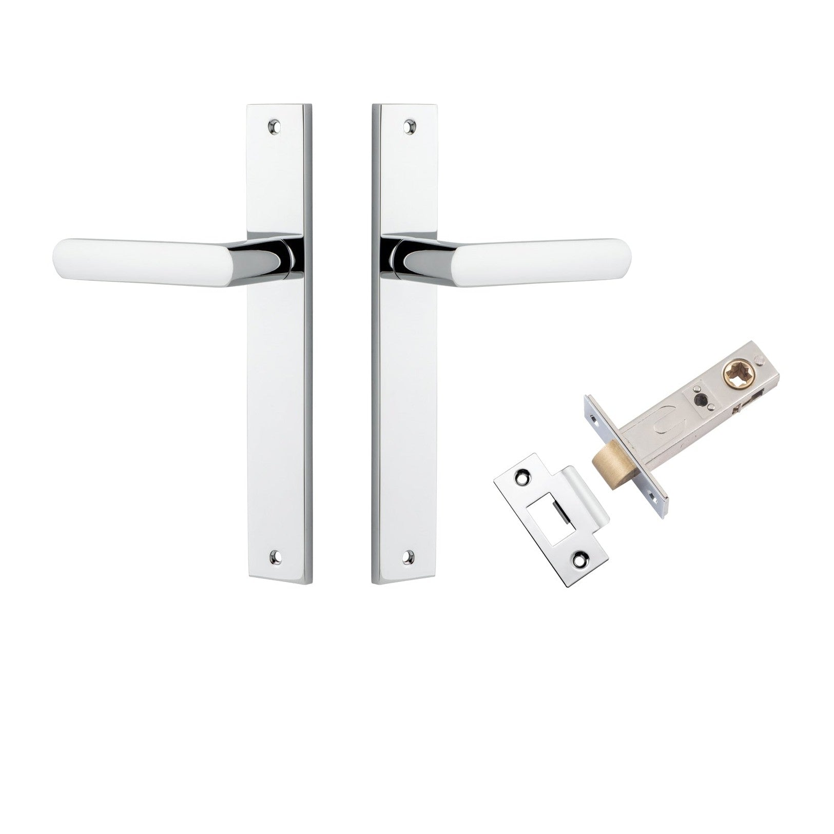 Iver Door Handle Osaka Rectangular Latch Pair Polished Chrome Passage Kit