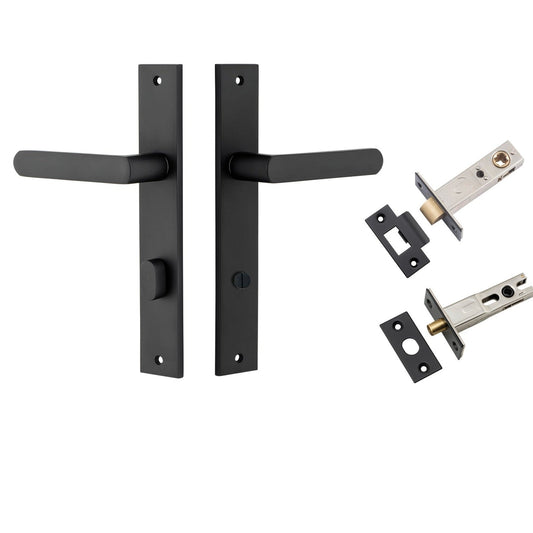 Iver Door Handle Osaka Rectangular Privacy Pair Matt Black Inbuilt Privacy Kit