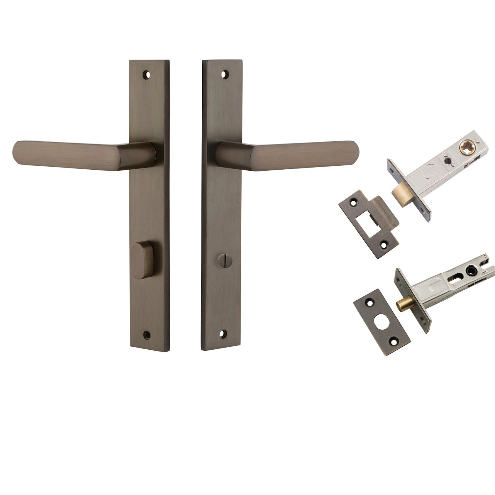 Iver Door Handle Osaka Rectangular Privacy Pair Signature Brass Inbuilt Privacy Kit