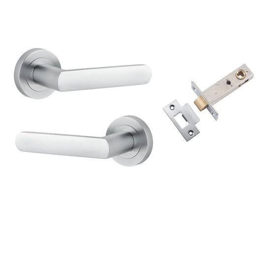Iver Door Handle Osaka Round Rose Brushed Chrome Passage Kit