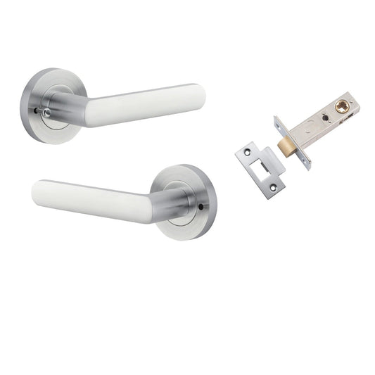 Iver Door Handle Osaka Round Rose Inbuilt Privacy Pair Kit Brushed Chrome