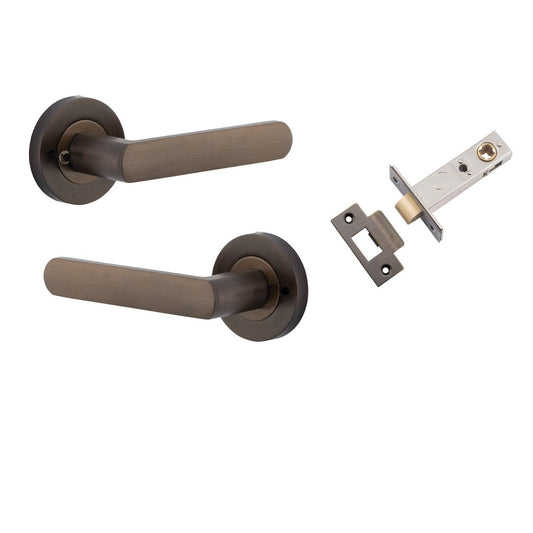 Iver Door Handle Osaka Round Rose Inbuilt Privacy Pair Kit Signature Brass