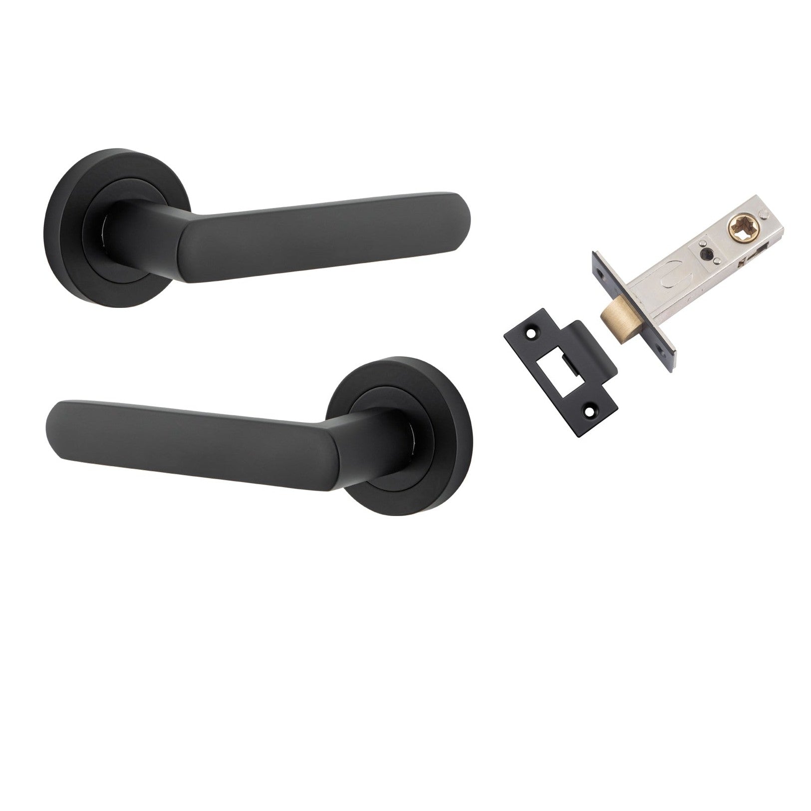 Iver Door Handle Osaka Round Rose Matt Black Passage Kit