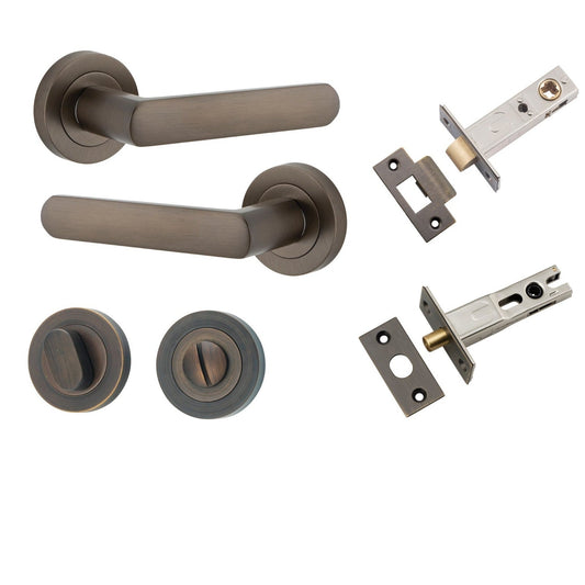 Iver Door Handle Osaka Round Rose Signature Brass Privacy Kit