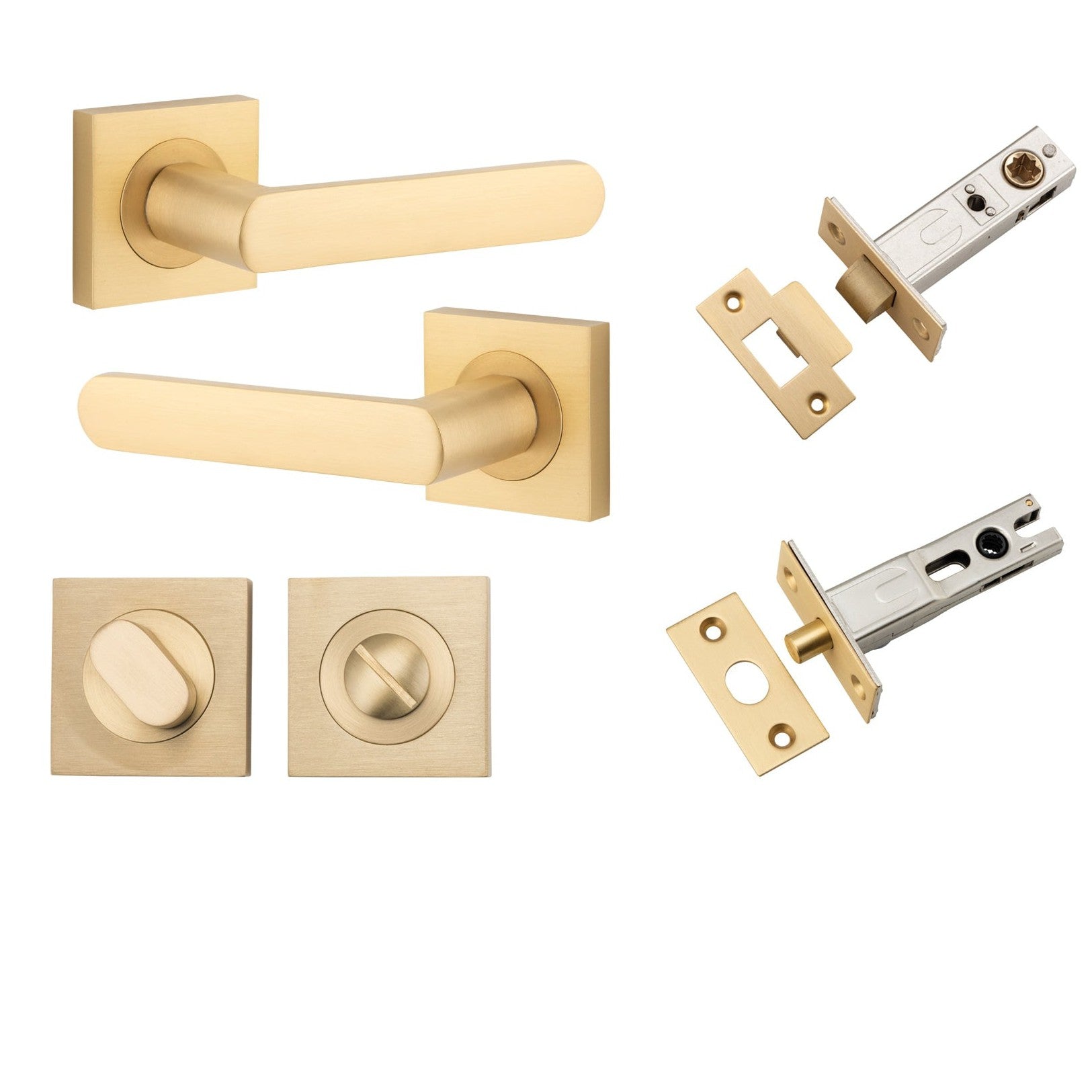 Iver Door Handle Osaka Square Rose Brushed Brass Privacy Kit
