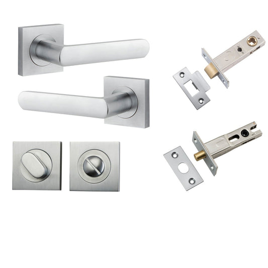 Iver Door Handle Osaka Square Rose Brushed Chrome Privacy Kit