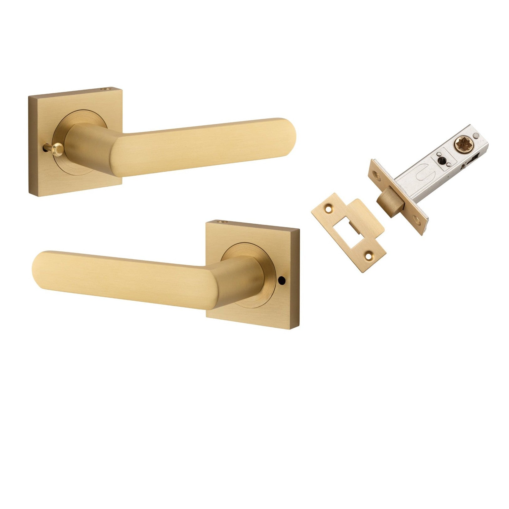 Iver Door Handle Osaka Square Rose Inbuilt Privacy Pair Kit Brushed Brass