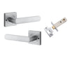 Iver Door Handle Osaka Square Rose Inbuilt Privacy Pair Kit Brushed Chrome