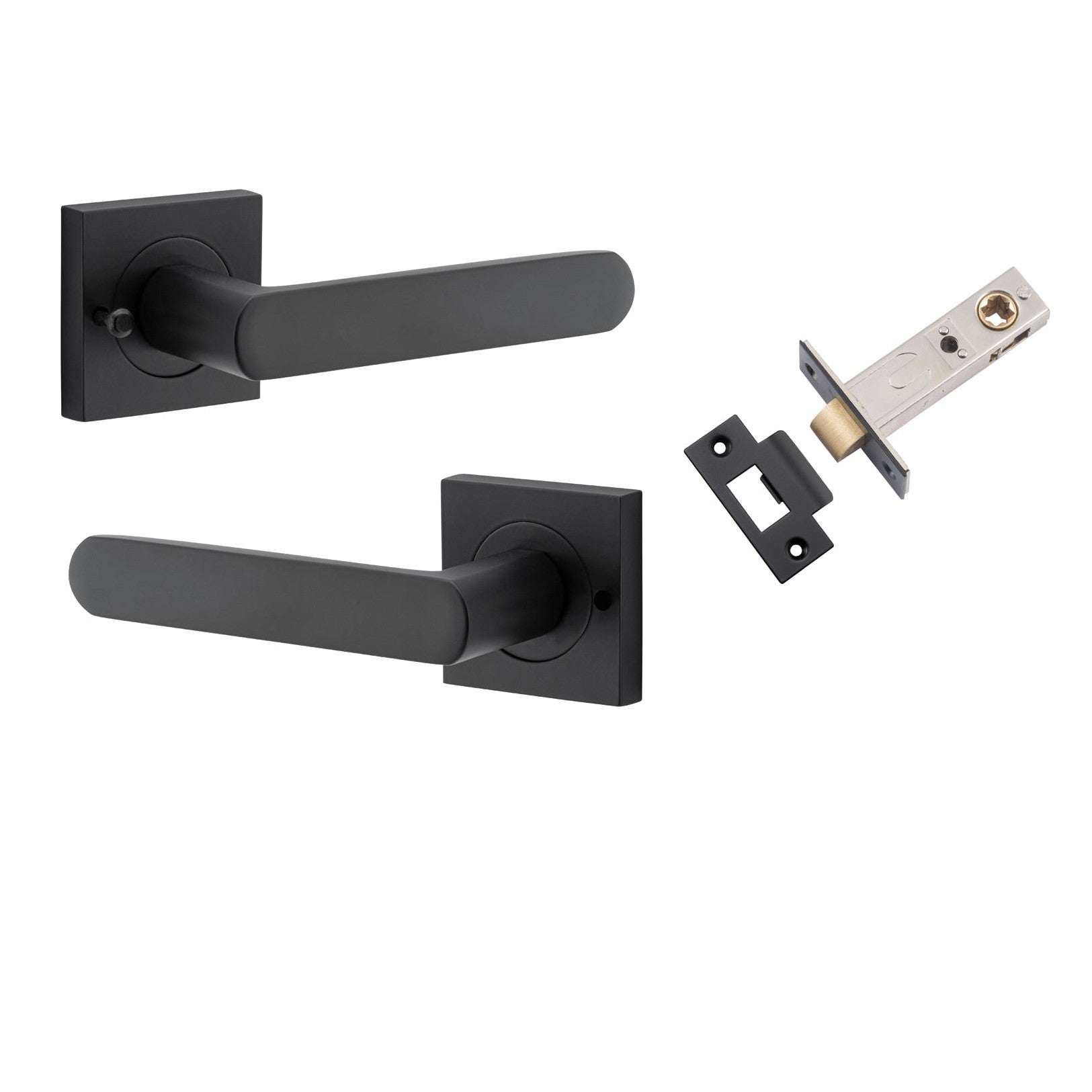 Iver Door Handle Osaka Square Rose Inbuilt Privacy Pair Kit Matt Black