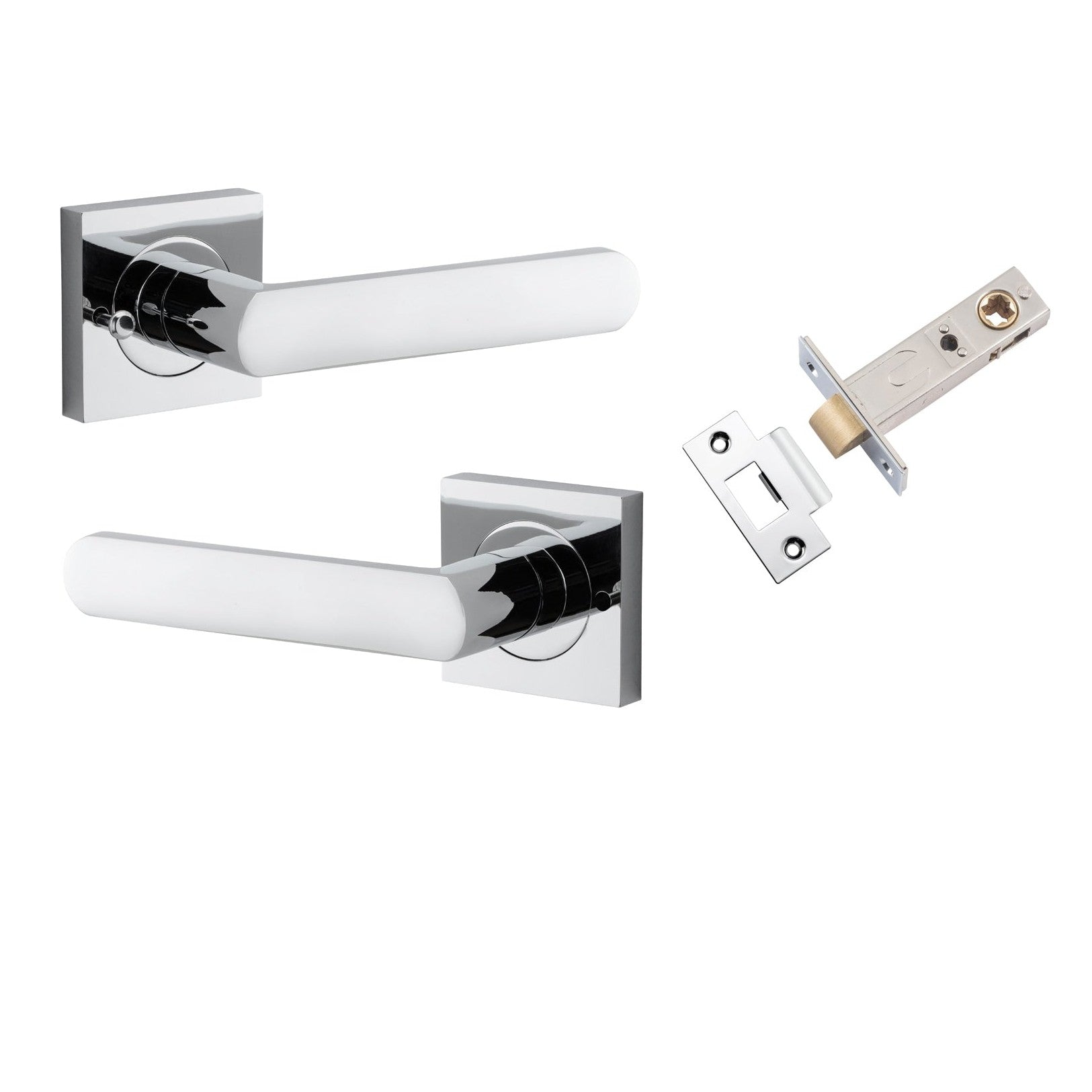 Iver Door Handle Osaka Square Rose Inbuilt Privacy Pair Kit Polished Chrome