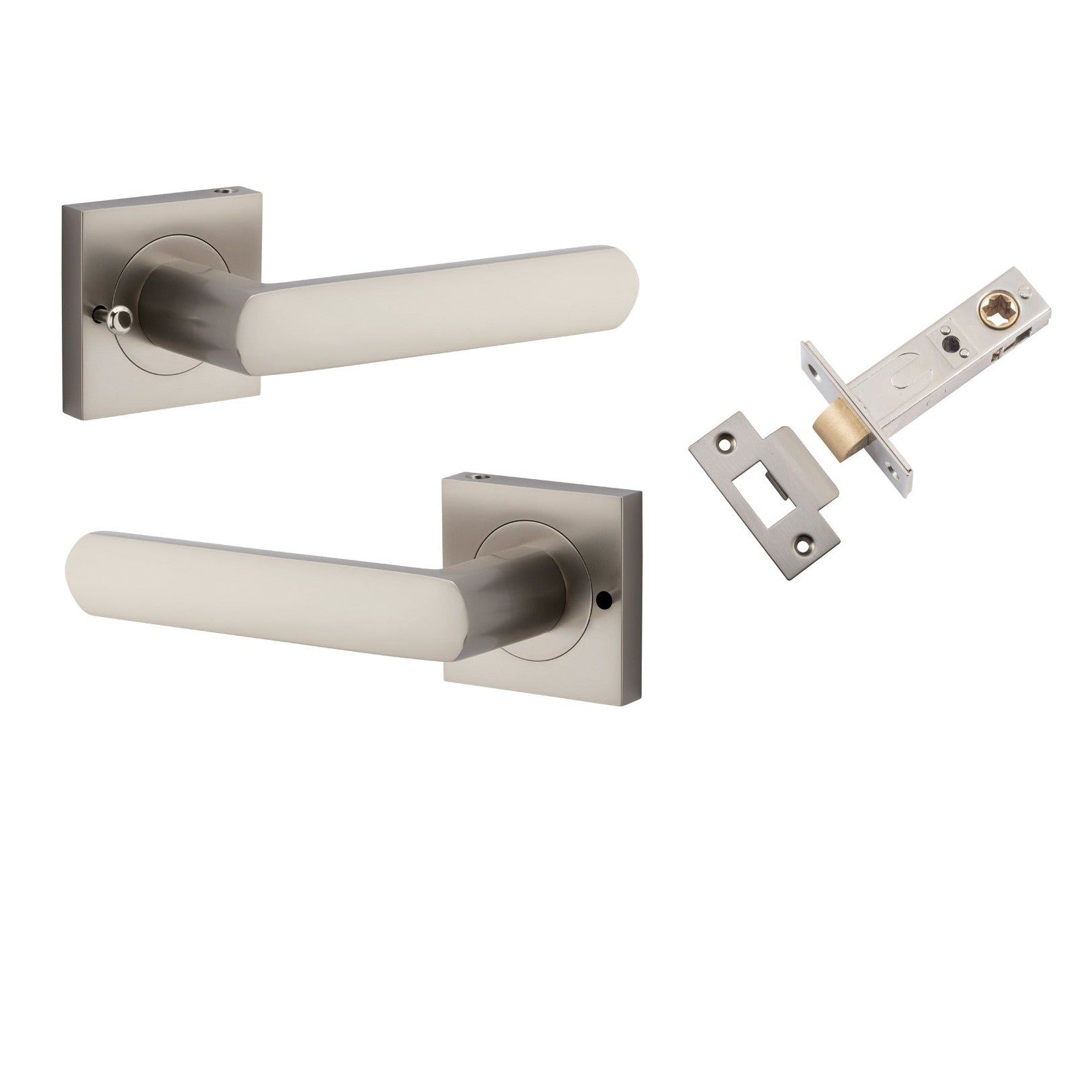 Iver Door Handle Osaka Square Rose Inbuilt Privacy Pair Kit Satin Nickel