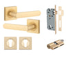 Iver Door Handle Osaka Square Rose Key/Key Brushed Brass Entrance Kit