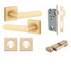 Iver Door Handle Osaka Square Rose Key/Thumb Brushed Brass Entrance Kit