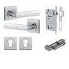 Iver Door Handle Osaka Square Rose Key/Thumb Brushed Chrome Entrance Kit