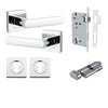 Iver Door Handle Osaka Square Rose Key/Thumb Polished Chrome Entrance Kit