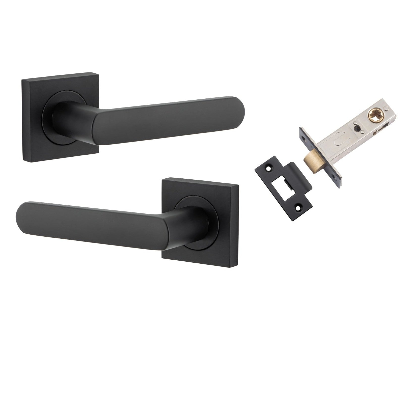 Iver Door Handle Osaka Square Rose Matt Black Passage Kit