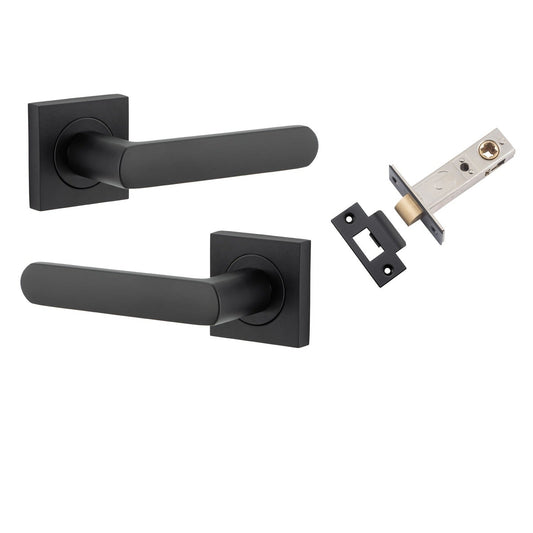 Iver Door Handle Osaka Square Rose Matt Black Passage Kit
