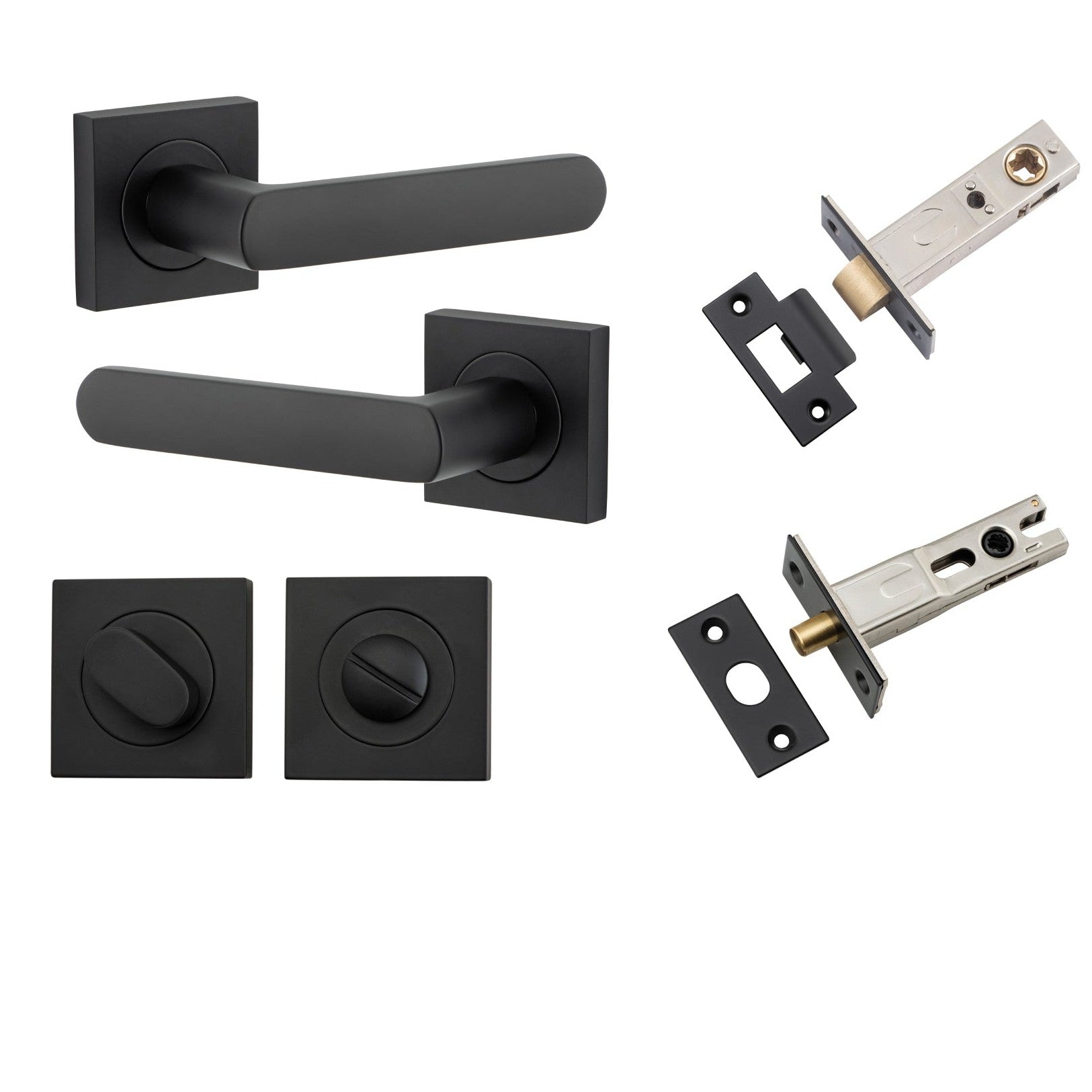 Iver Door Handle Osaka Square Rose Matt Black Privacy Kit