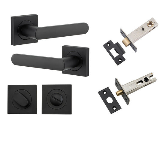 Iver Door Handle Osaka Square Rose Matt Black Privacy Kit