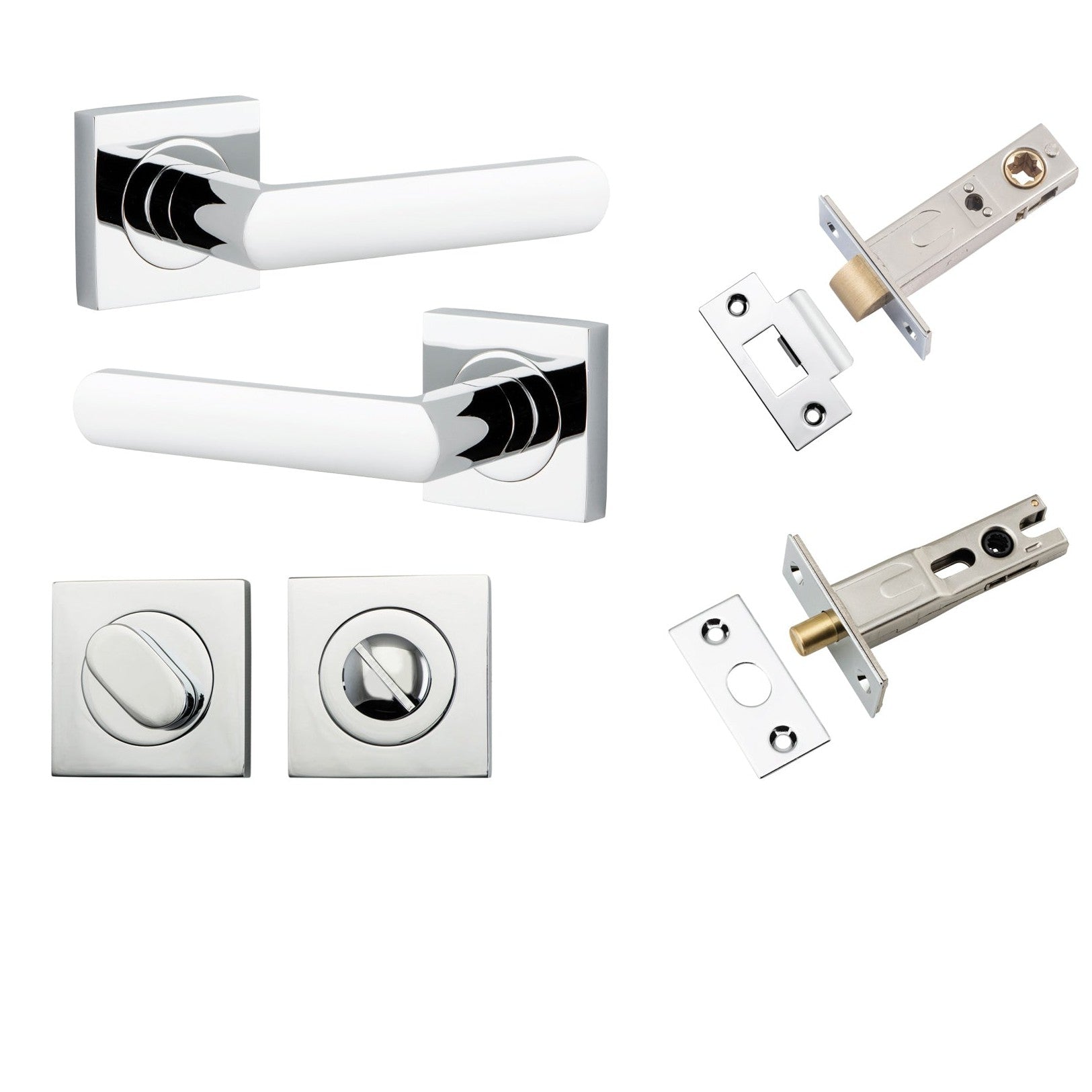 Iver Door Handle Osaka Square Rose Polished Chrome Privacy Kit