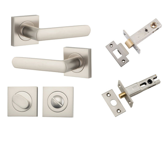 Iver Door Handle Osaka Square Rose Satin Nickel Privacy Kit
