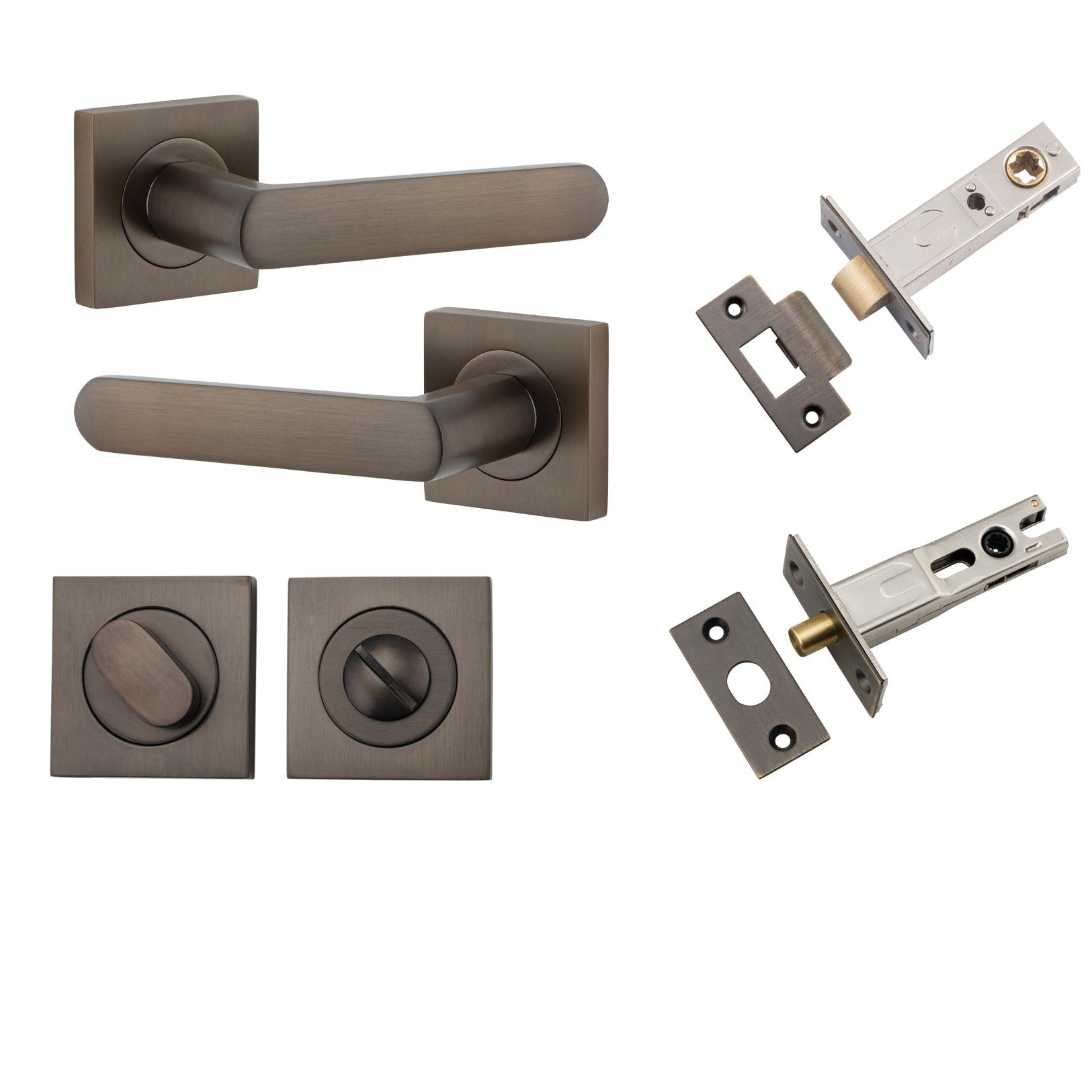 Iver Door Handle Osaka Square Rose Signature Brass Privacy Kit