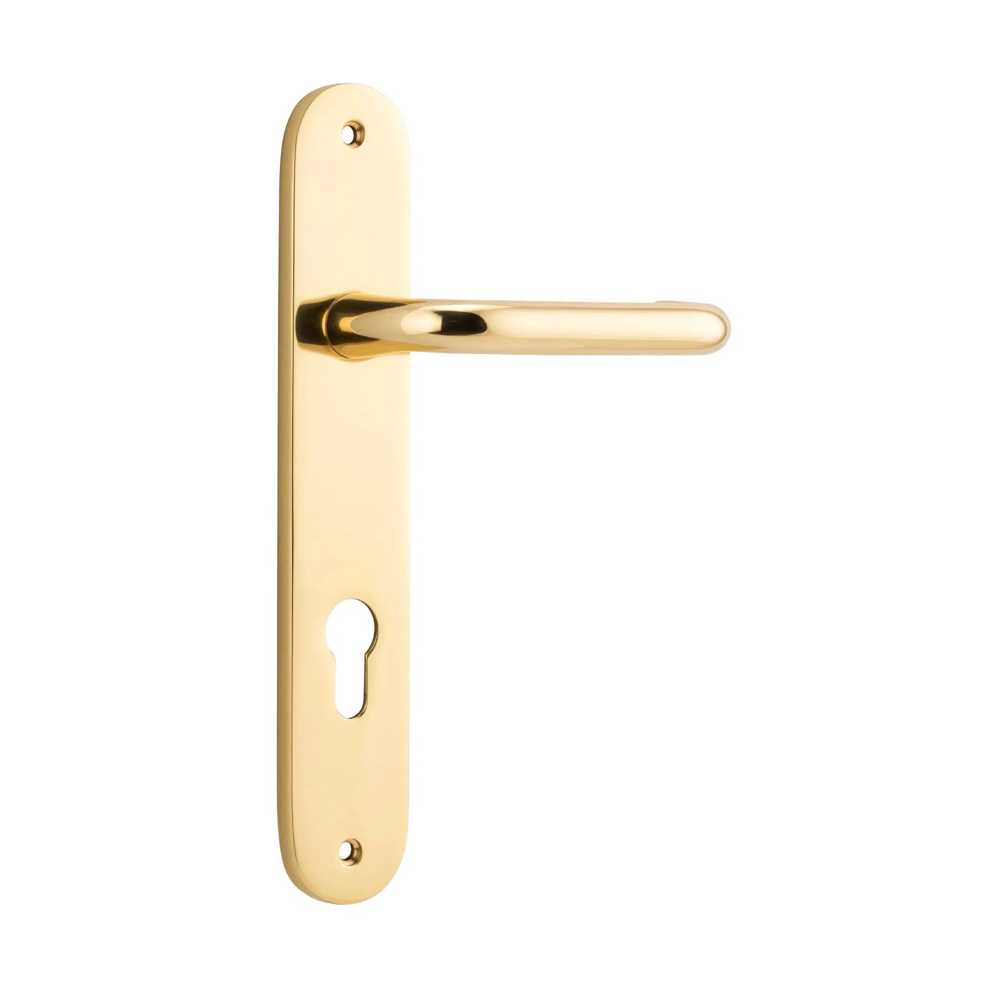 Iver Door Handle Oslo Oval Euro Pair Polished Brass