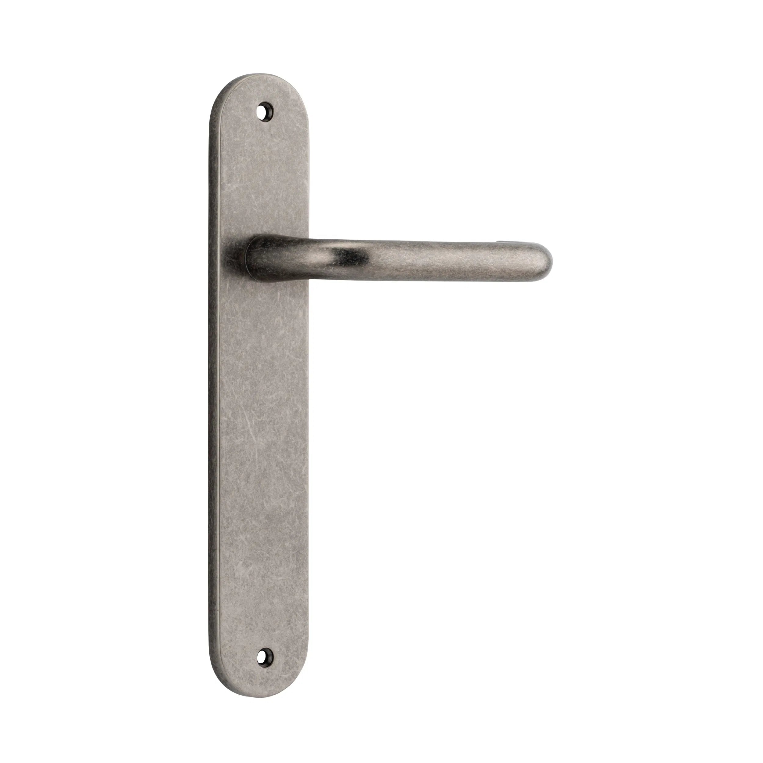 Iver Door Handle Oslo Oval Latch Pair Distressed Nickel